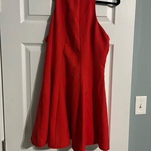 Red high neck shift dress